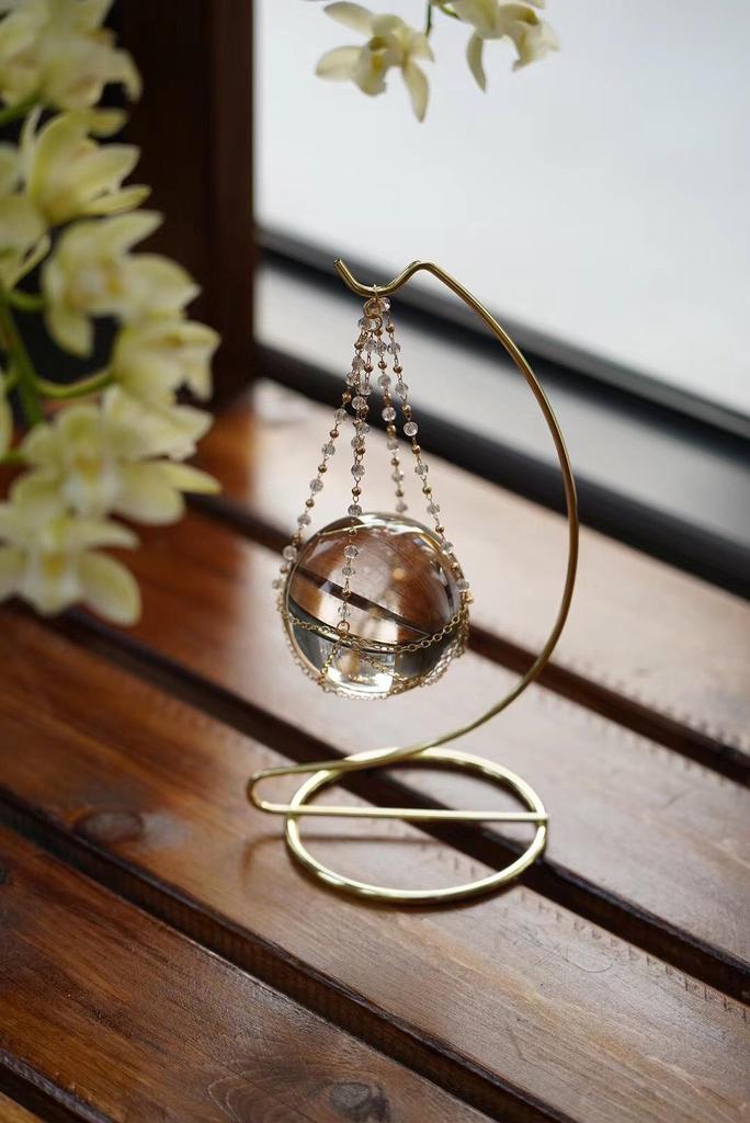 Wooden & Metal Mineral Crystal Ball Display Stand