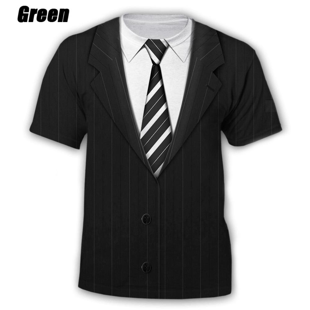 Roupa Masculina Moda Verão Engraçada Falso Terno Camiseta 3D Smoking Gravata Borboleta Camisetas Estampadas em 3D Masculinas Verão Streetwear Camisetas Tops