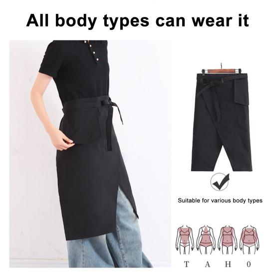Splash-Proof Half Apron with Side Slits Polyester Cooking Apron Oil And Water-resistant Apron for Restaurant & Kitchen Work
