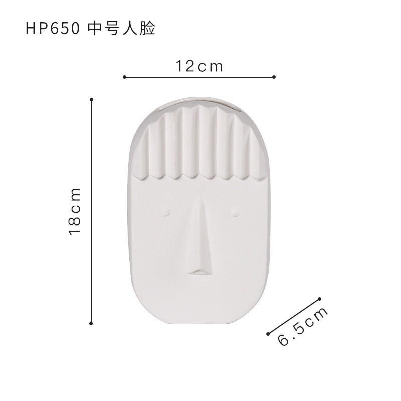 Modern Minimalist Ceramic Face Vase Dried Flowers White Decorative Tabletop Ornament Living Room Entryway Study