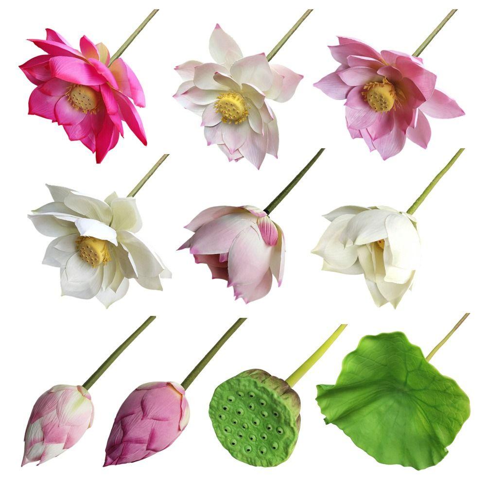 Long Stem Simulation Lotus Flower Green Plant Faux Flower  Floral Arrangement