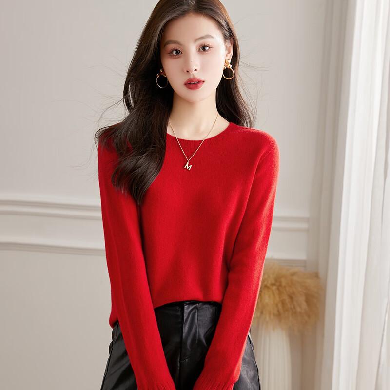 Srcr Women's 100% Lambswool Basic Knit Sweater