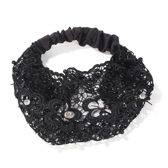 4Pcs Women Headband Floral Lace Hollow Design Faux Pearls Hair Hoop Boho Style Wide Elastic Hair Accessories