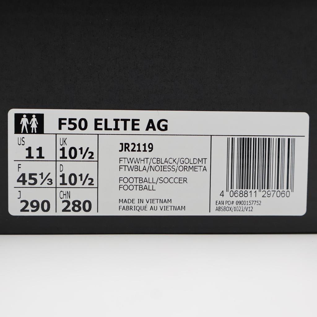 JR2119 adidas F50 Elite AG Cloud White Core Black Gold Metallic (Men's)