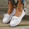 Fashion Classic Bowknot Decoration Pu Slip On Pumps Women 2025 Summer Round Toe Low Heel Loafers Shoes Elegant Soft Sole Nurse Shoes