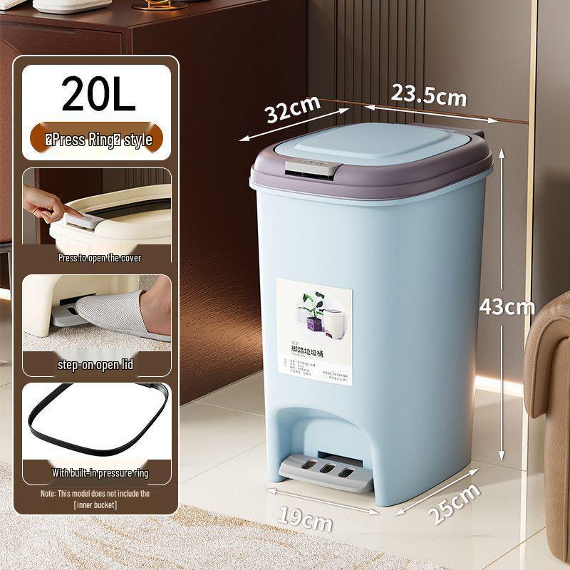 Large Odor-Proof Foot Pedal Trash Can with Lid for Home: Double Opening for Bedroom, Living Room, Kitchen, Bathroom, and Toilet.