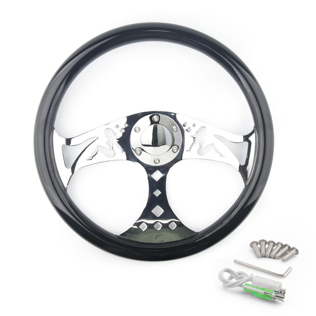 Beauty Carved Style Universal Classic Real Mahogany Wood Steering Wheel 380mm 15 Inch Car Steering Wheel