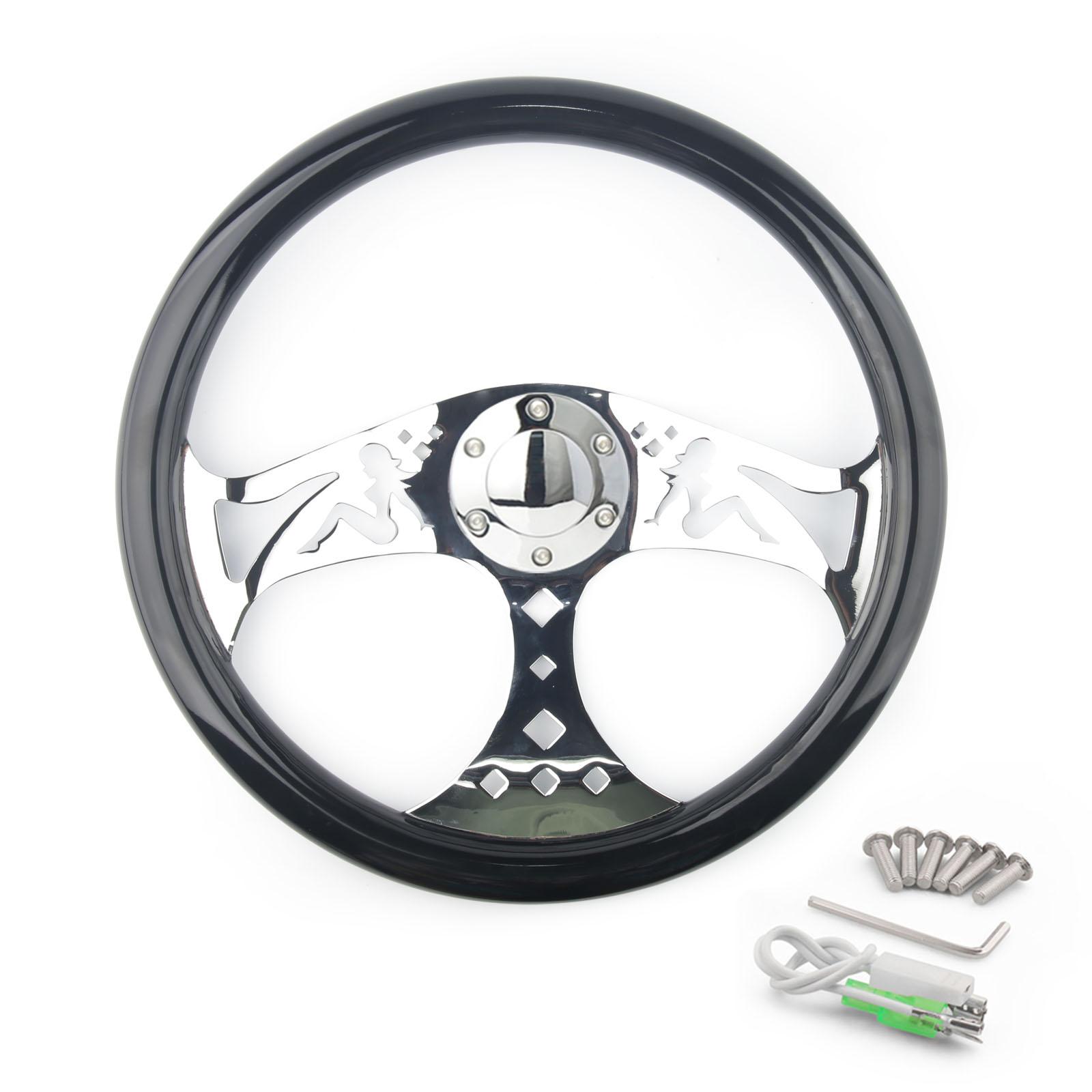 Beauty carved style Universal Classic Real Mahogany Wood Steering Wheel 380mm 15 inch Car Steering Wheel чёрный