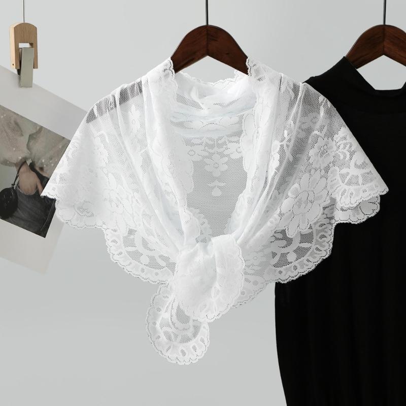 Floral Lace Edge Scarf Comfortable Head Cover Strong Polyester Material For Spiritual Moment Or Travel