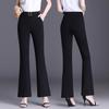 Korean Casual Women Black Bell Bottom Pants New Style High Waist Loose Micro Flare Trousers Large Size Versatile