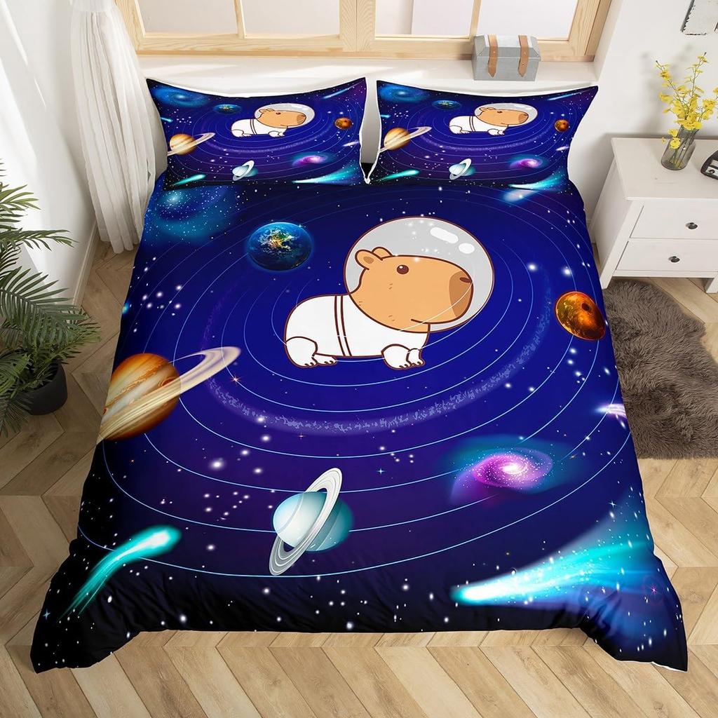 3D Capybara Duvet Cover For Capybara Lovers,Cute Funny Capybara Comforter Cover,Natural Theme Kawaii Rodent Animal Bedding Set