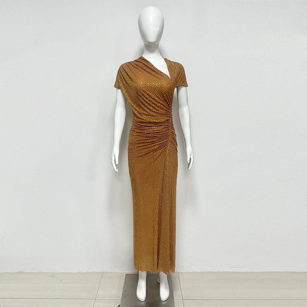 2026 Elegant One-Shoulder Rhinestone Slim-Fit Formal Summer Dress for Women
