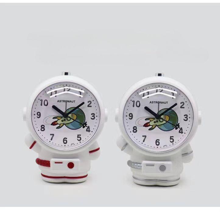 Creative Astronaut Table Clock Bedside Alarm Clock with Voice Alarm and Back Light for Kids