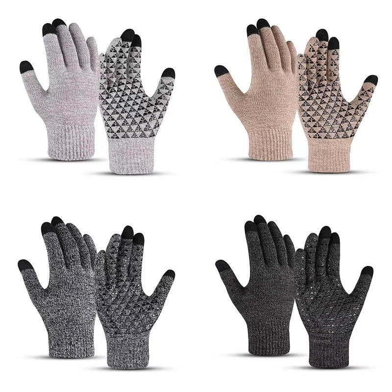 Touchscreen Gloves Men Women Autumn Winter Warm Thermal Thick Korean Style Knitted Driving Riding Fingerless Gloves