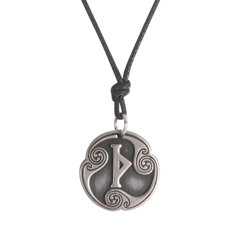 Retro Mysterious Runes Necklace Viking Jewelry Rope Chain Adjustable Necklaces Stainless Steel Pendant Amulet Jewelry