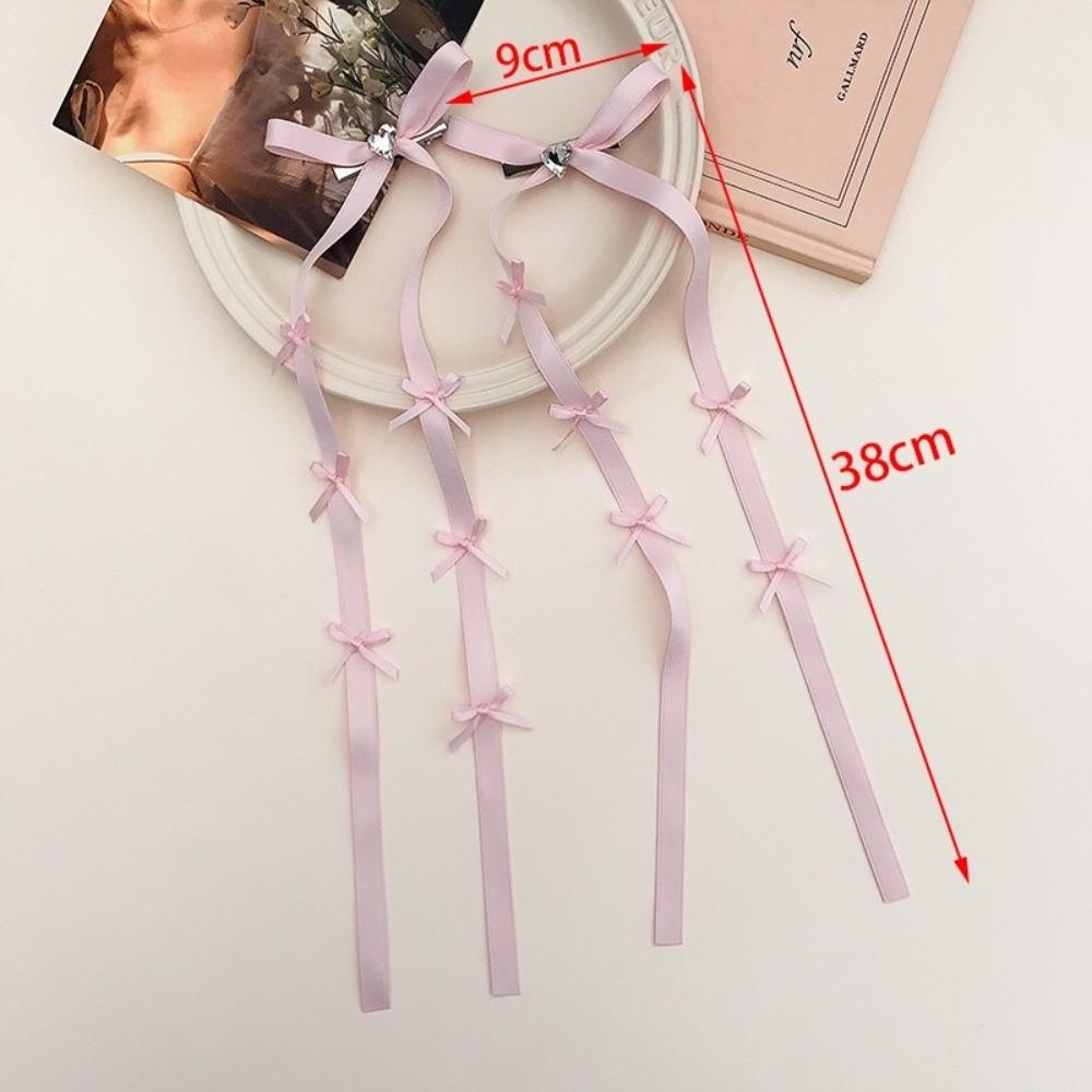 Cute Long Tassel Hair Clips Sweet Style Ballet Bow Ribbon Hair Clip Hair Accessories Ponytail Clip Girls