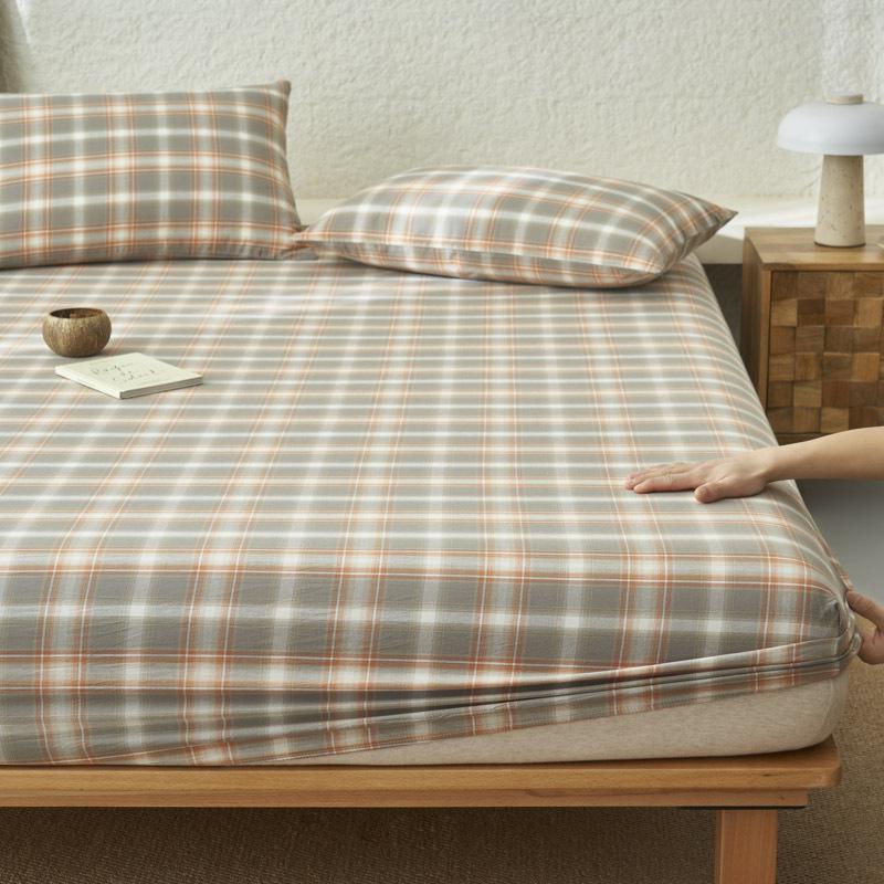 Premium Cotton Plain Fitted Sheet Deep Pocket Elastic Edges Non Slip Sheet Home Mattress Protector Soft Sheets Couvre Lit