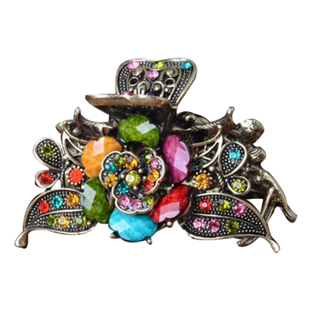 4x Diamante Turquoise Jaw Clip Womens Metal Updo Hair Clamp Barrette