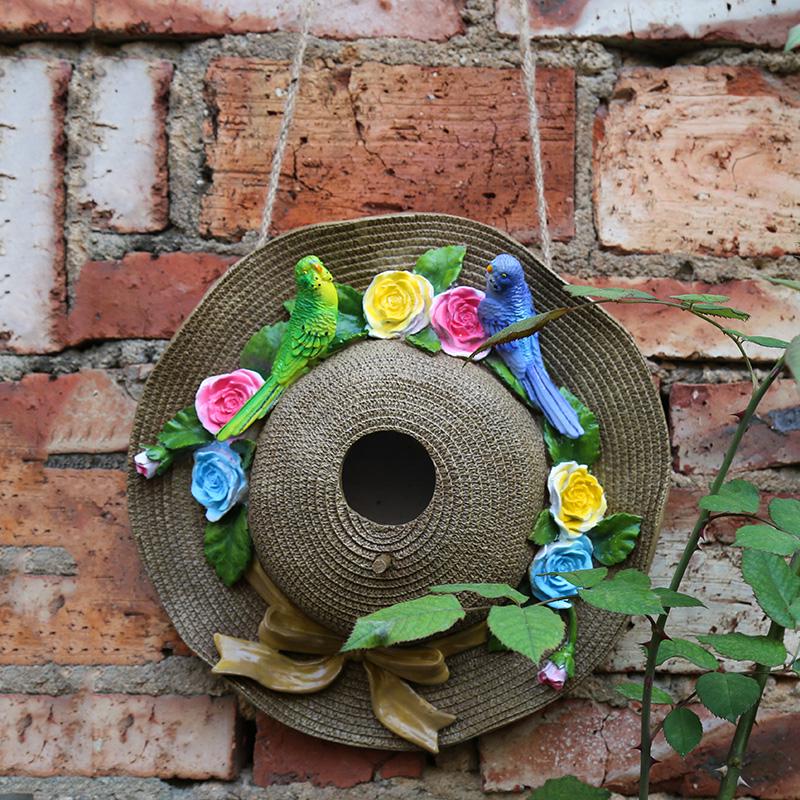 Decorative Outdoor Garden Straw Hat Bird's Nest Ornament