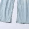 Foreign Trade European and American Single Women clothes Straight Pants Jeans 2025 Autumn New Half Elastic Waist Loose Wide Leg Pants