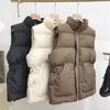 Down Vest for Women Winter Large Pockets High Collar Windproof Warmth Sleeveless Tops Vest Oversize Thickened Casual Vest