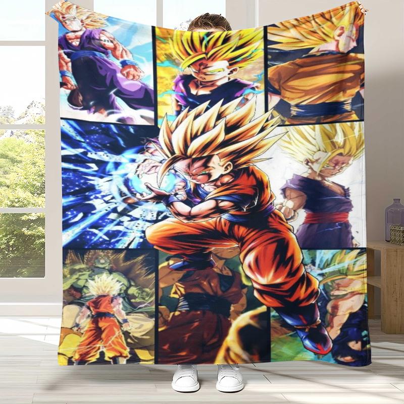 Anime D-Dragon Ball Game Cartoon Flannel Blanket,Ultra Soft Warm Plush Throw for Home Bedroom Bed Sofa Cover Office Camping