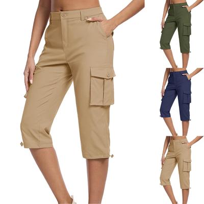 קפרי מטען לנשים עם 6 כיסים קל משקל מהיר ייבוש חיצוני נסיעות מזדמנים מכנסי קיץ נוחים