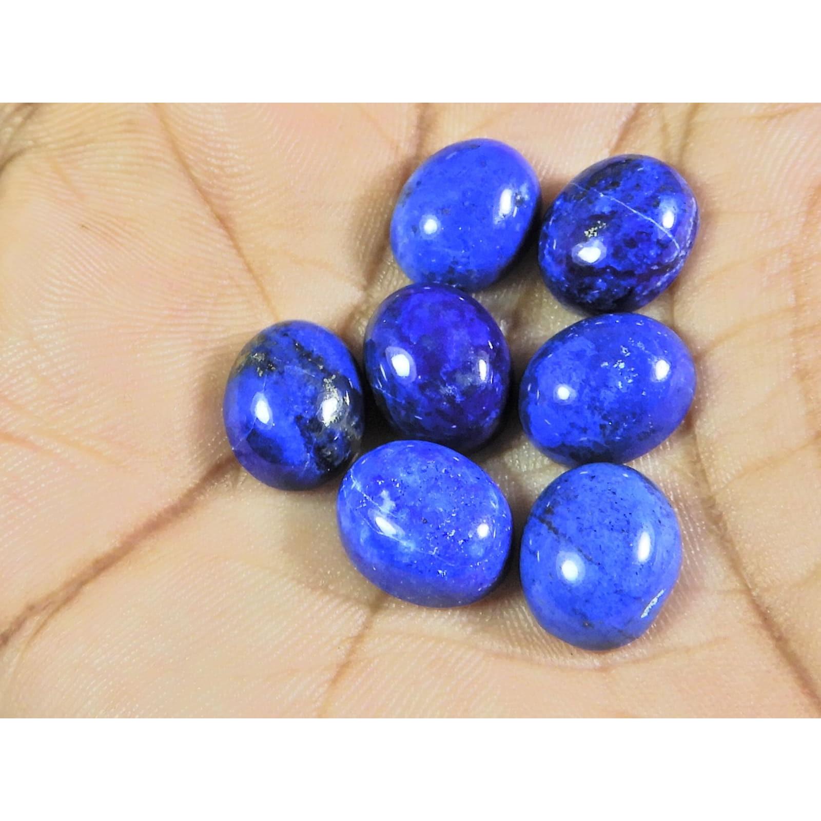

10X12MM Natural Lapis Lazuli Oval Cabochon Loose Gemstone 7Pcs Lot 40Cts. A-495
