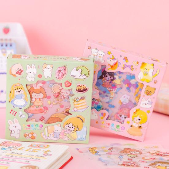 8Pcs Cartoon Sticker Set PET Waterproof Decals for Scrapbooking Laptop Water Bottle Gift Wrapping DIY Craft Kit for Teens Journal Lovers