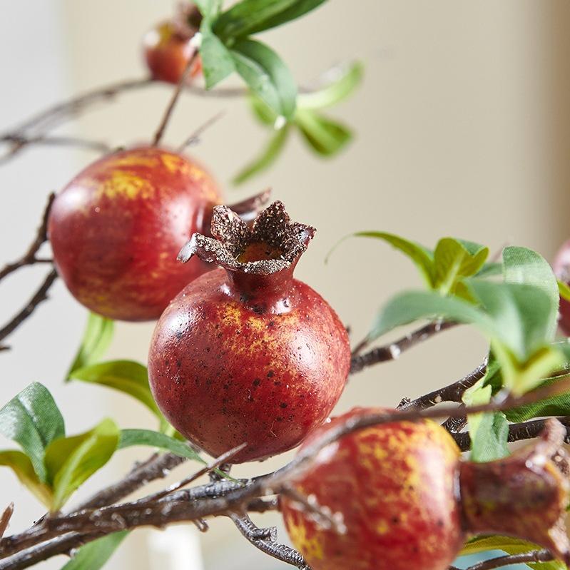 Pomegranate and Persimmon Artificial Flower Branch for Living Room or Dining Table Decoration