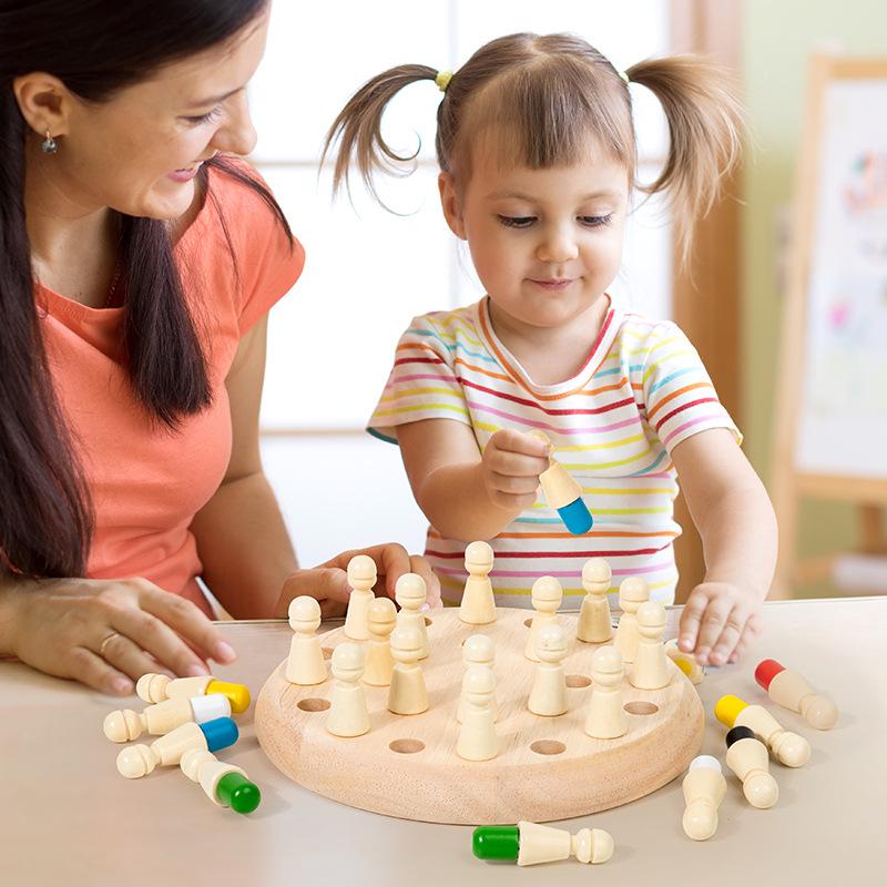 Wooden Memory Chess Game for Kids 4-6: Enhances Logical Thinking & Parent-Child Interaction