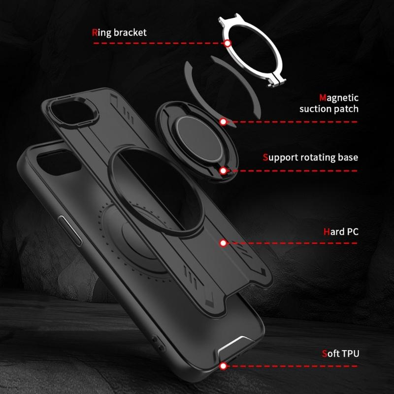 Phone Case for Phone 16E 360 Degree Rotation Kickstand TPU+PC Protective Shock Grade Shell Phone Case