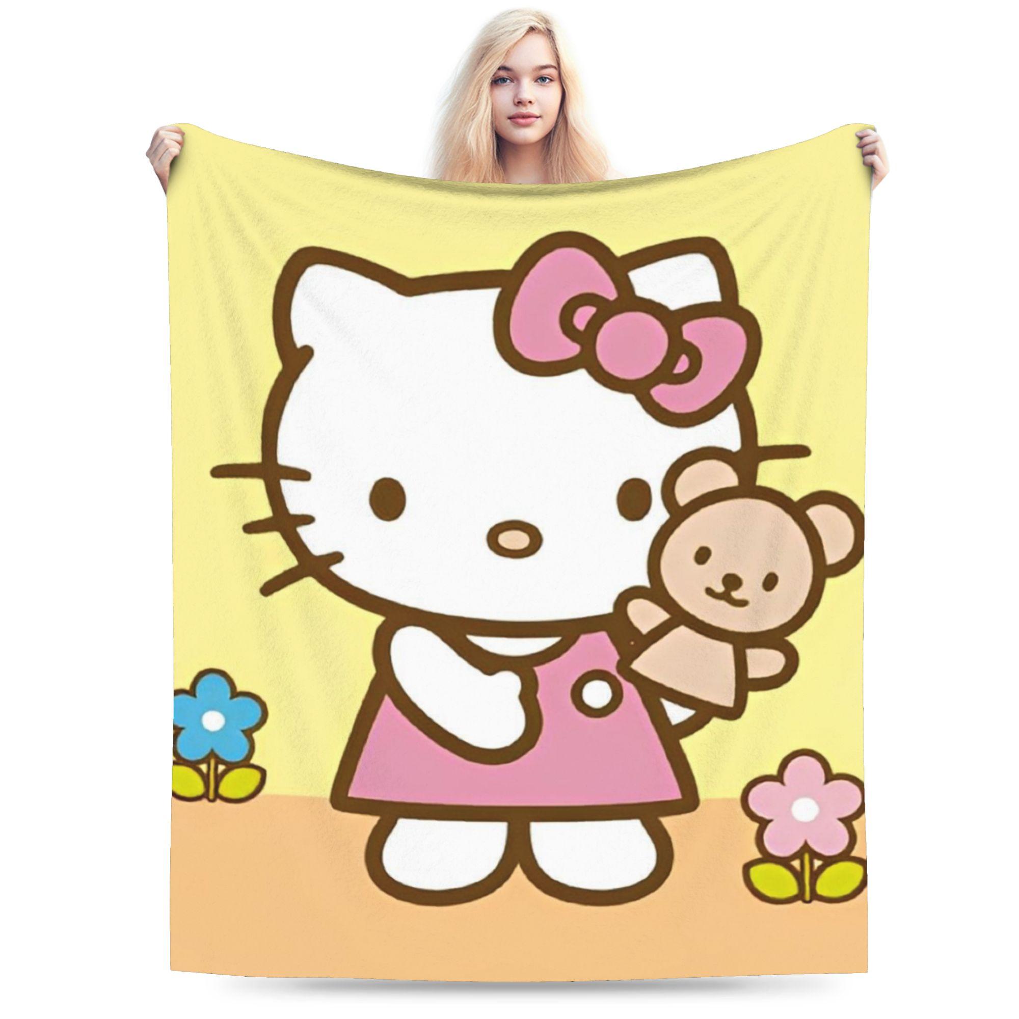 

Hello Kitty Blue Angel Blanket Cover Flannel Throw Blankets Summer Air Conditioning Personalised Soft Warm Bedspreads 130x150cm
