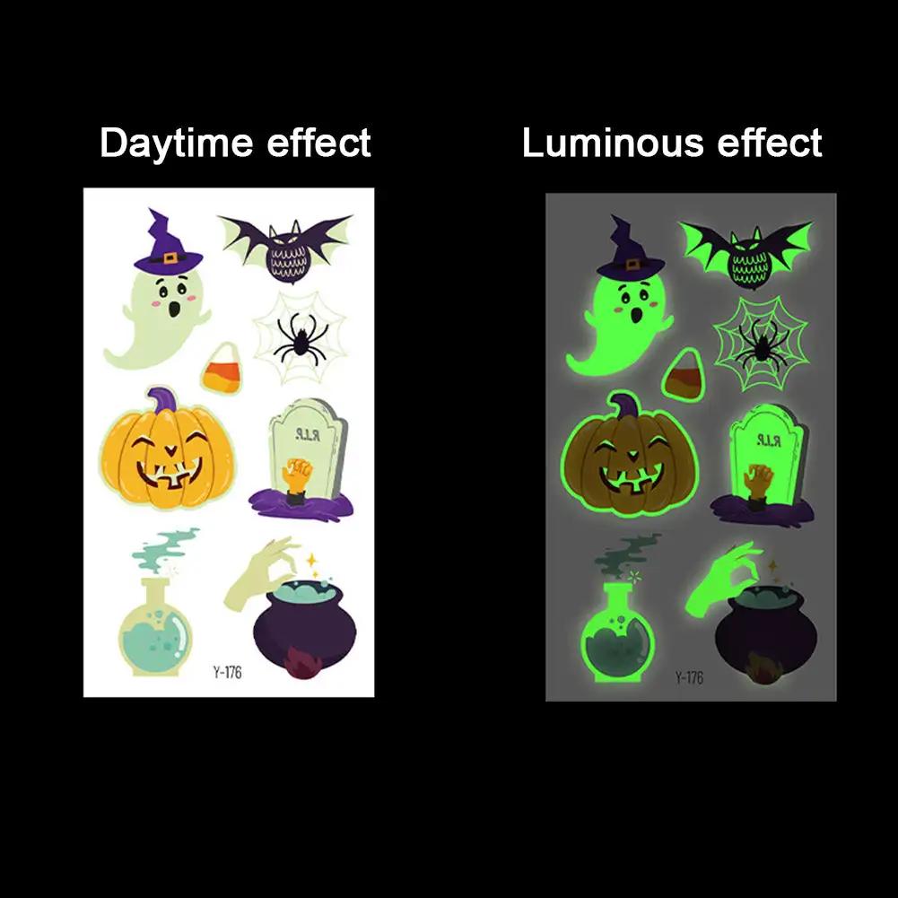 Spider Temporary Tattoo Sticker Realistic Waterproof Design Semi-Permanent Glow-in-the-darkScary Fake Tattoo for Halloween