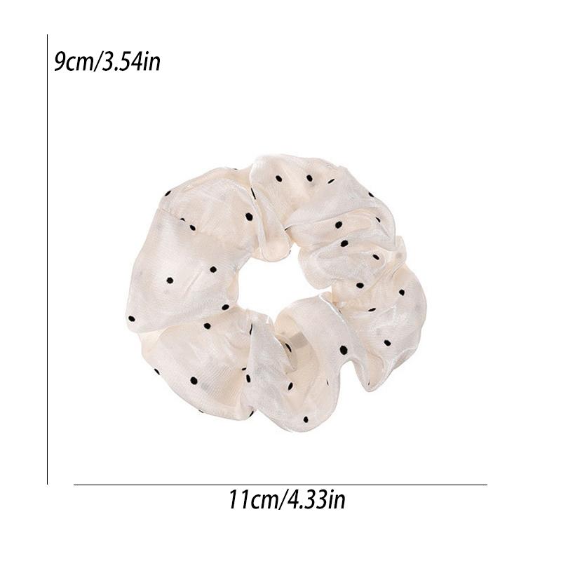 Korean-Style Gentle Solid Colour Pearl Mesh Polka Dot French Hair Tie For Women Elegant Large Scrunchie Hair Accessory