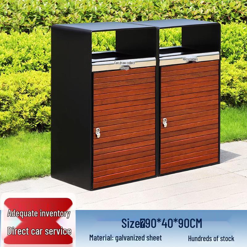 Stainless Steel Outdoor Park & Community Sorting Trash Can
