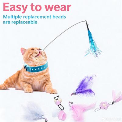 Bastão Estimulador de Coleira com Cabeça Substituível Brinquedo Divertido Para Gatos Pena e Silicone Brinquedo de Coleira
