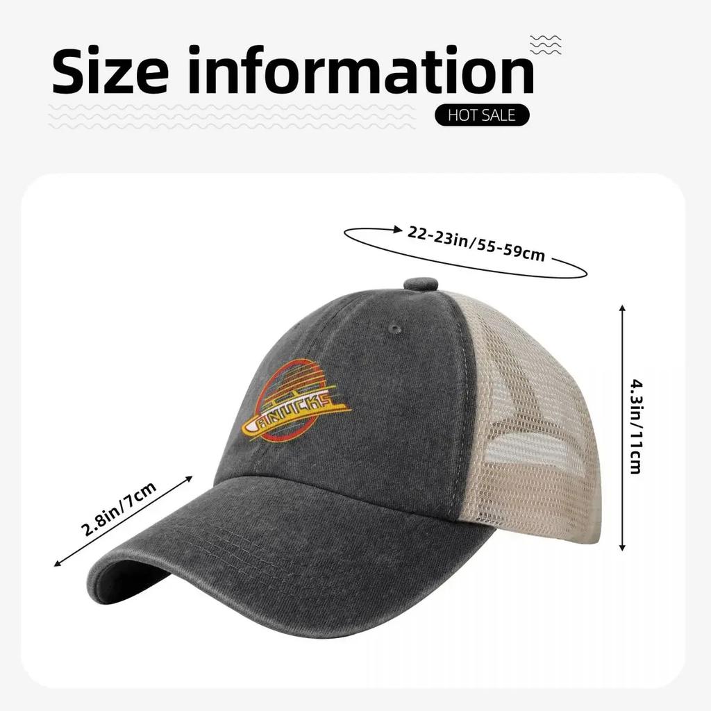 Vancouver Hockey Retro Canucks Skate Cowboy Mesh Baseball Cap Sun Hat For Children Birthday New In The Hat Unisex Women's