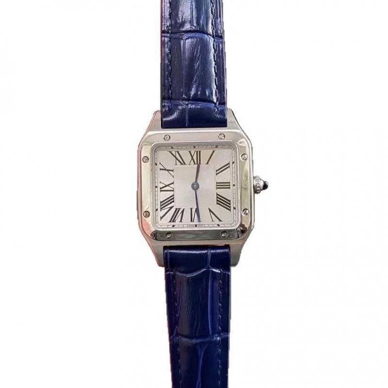 AF Dumont Ultra-dünne Römische Santos Quadratische Wasserdichte Quarz Echte Leder Partneruhr