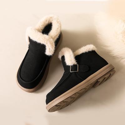 Fashion Snow Boots for Women Causal Plus Size Solid Cotton Shoes Female Winter New Plush Thickened Warm Flat Bottom Ankle Boots