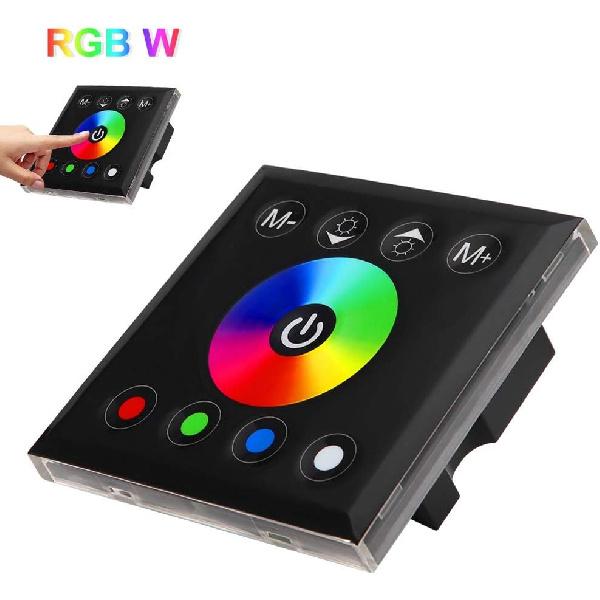 EVTSCAN LED Wall Switch Dimmer, Wall Mounted Colorful RGBW LED Touch Panel Controller Dimmer Switch for LED Strip Light (Black)