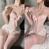 Babydolls Lingerie Sexy Neck Hanging Set Drawstring Wrapped Skir Suspender Lingerie To Catch Sexy Costume Woman Sexy Women 18