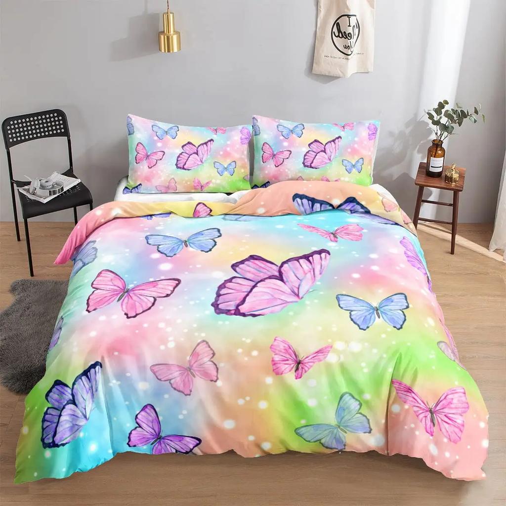 Mermaid Duvet Cover SetStarfish Blue Undersea Style Dreaming Fairy Tale Bedding Set Girly Comforter Cover Bedroom Decor Gifts