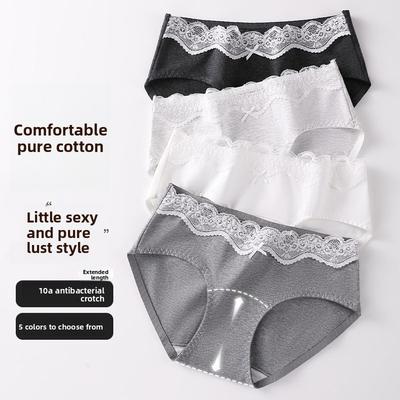 Ragazza Primavera e Autunno Sexy Pizzo Puro Cotone 10A Estensione Antibatterico Triangolo Cavallo Slip