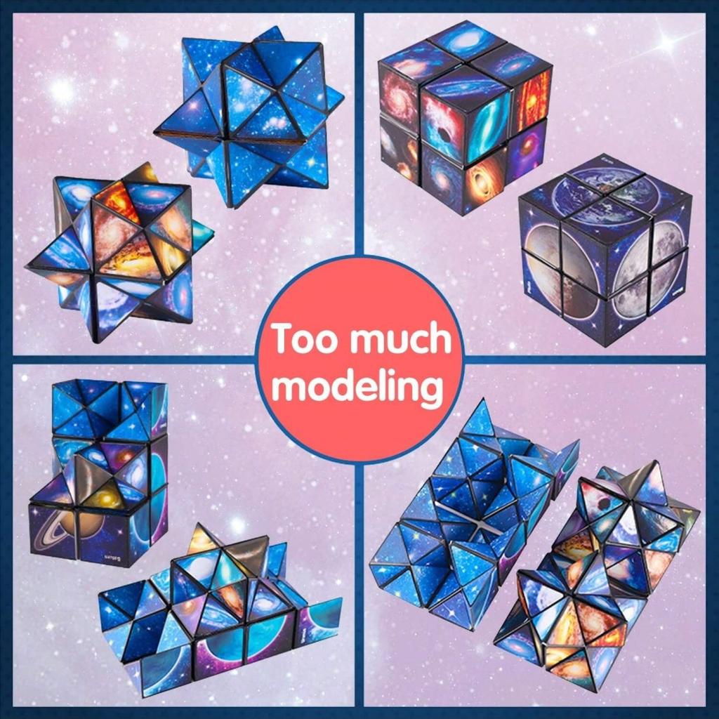 Starry Sky Themed Transforming Cube, Multi-Shape Puzzle Stress Relief Toy, Creative Transforming Board, Starry Texture Transforming Cube