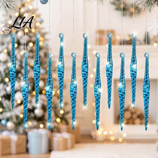 Seasonal Home Holiday Accents 12Pcs Spiral Icicle Ornaments, Christmas Twisted Hanging Decor, Transparent Tree Ornaments Pendants with Strings