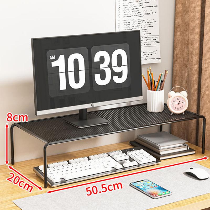 Dual Deck Computer Monitor Rising Holder Pc Screen Stand Bracket Desktop Keyboard Mouse Laptop Storage Organizer Riser Shelf