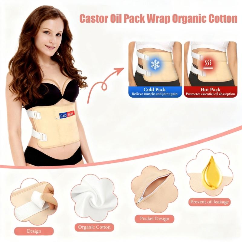 12 Piece Reusable Castor Oil Compress Leak Proof Design for Back Neck Feet Hands Multi Purpose Design