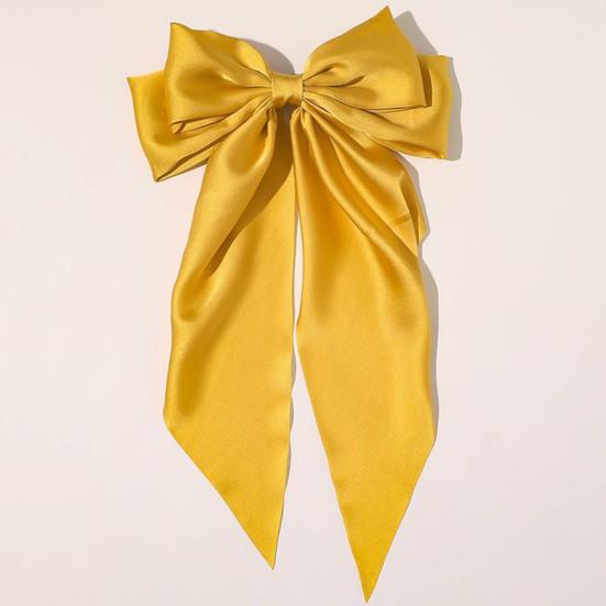 Damen Haarnadel Große Schleife Einfarbig Elegant Doppellagig Lange Haardekoration Pferdeschwanz-Clip Satin Vintage Haarspange Haaraccessoires