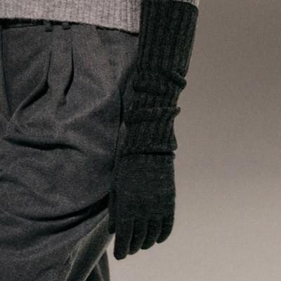RIDIFI Fingerlose lange Wollhandschuhe (Holzkohle)